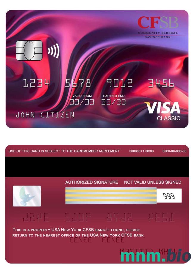 USA New York CFSB bank visa klasyczny karta przykład w formacie PSD